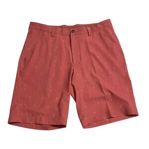 Greg Norman Mens Golf Shorts Size 32 Golf Ball Print Zip Fly Mid Rise Quick Dry